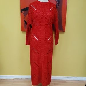 Long red distress sweater size s/m